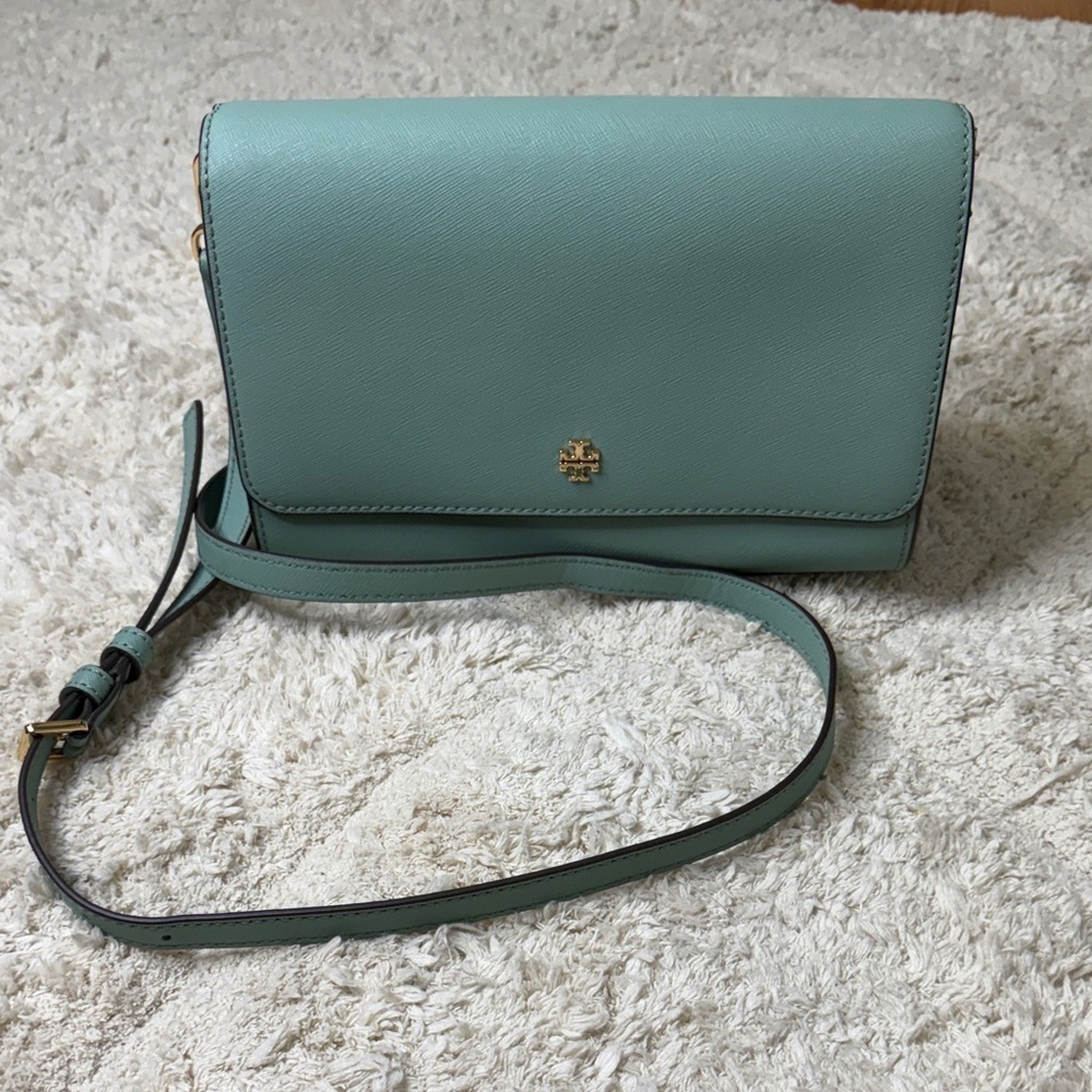 Tory Burch Jitney Green Emerson Combo Crossbody Bag